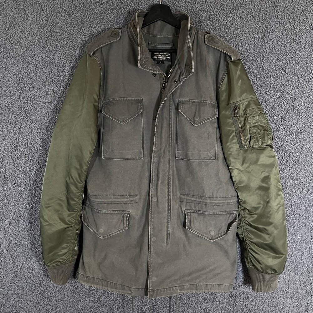 Alpha Industries Field Military Hooded Full Zip Jacket - Men's Size M - Green